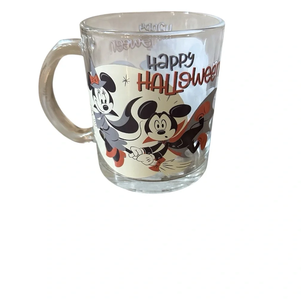 Disney Halloween Glass Mug with Mickey and Minnie